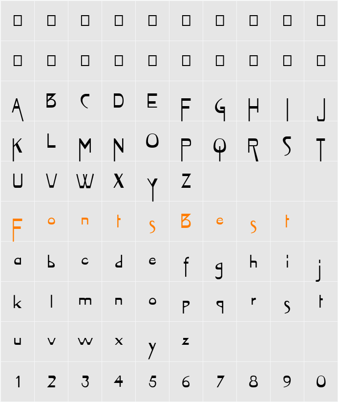 FZ JAZZY 45 Character Map