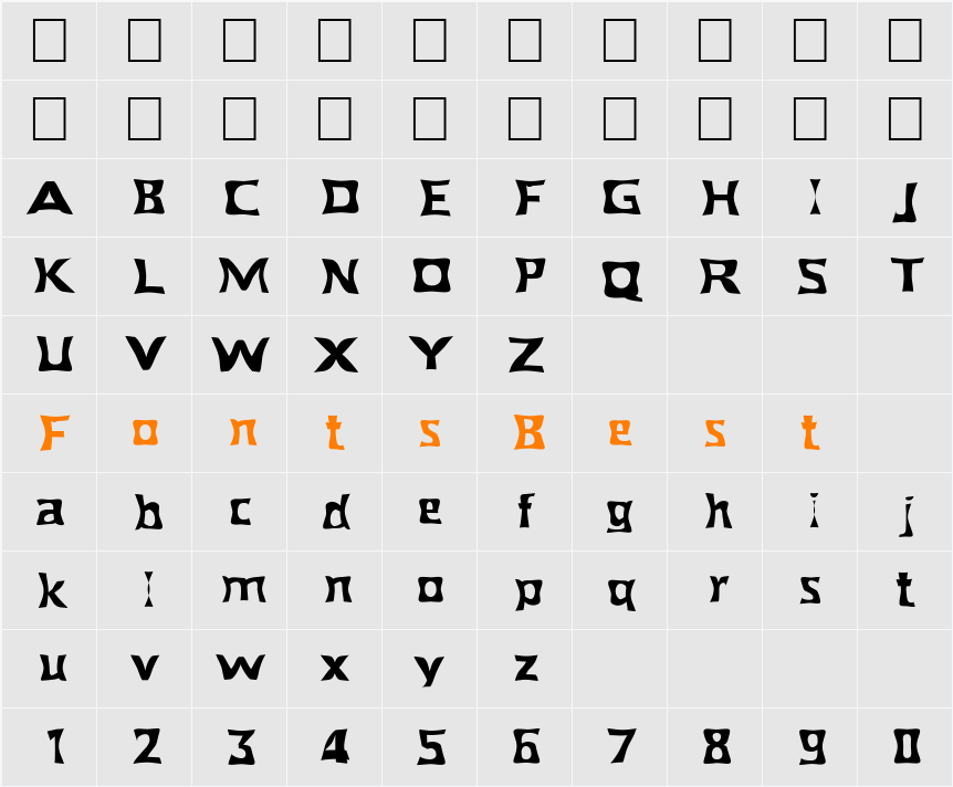 FZ WARPED 40 Character Map