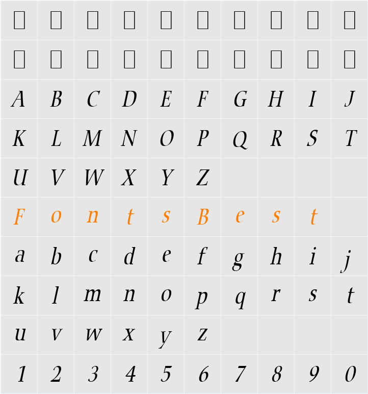 Carmine-Condensed Character Map