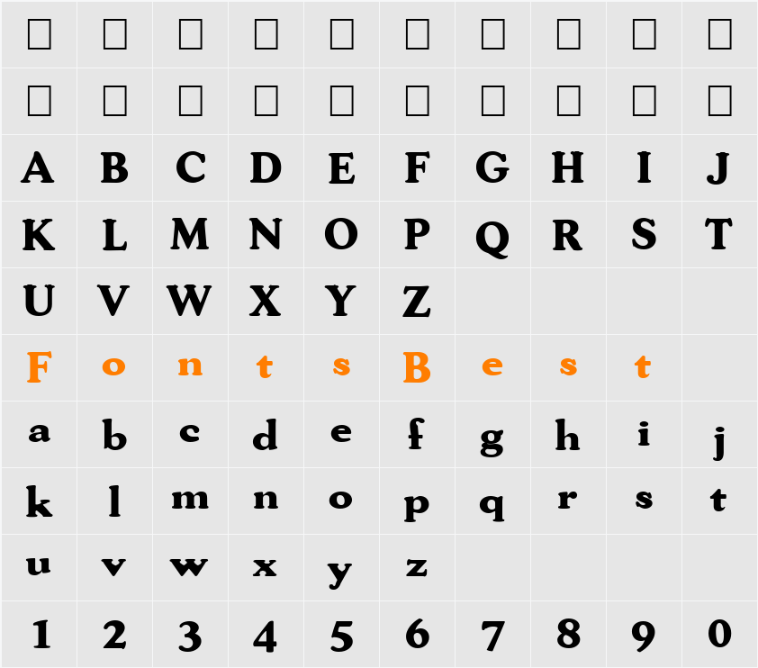 FZ ROMAN 30 Character Map