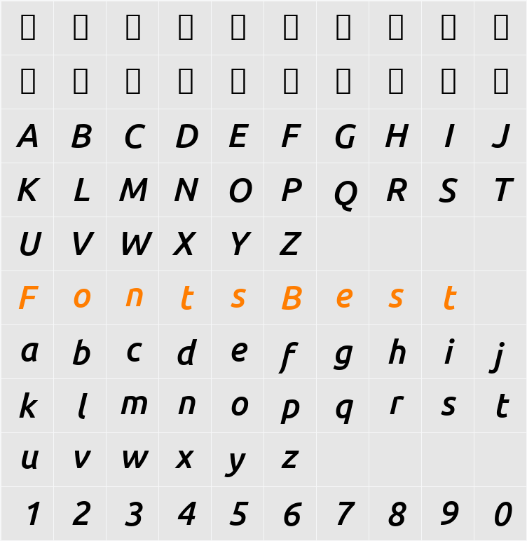 Ubuntu Light Character Map