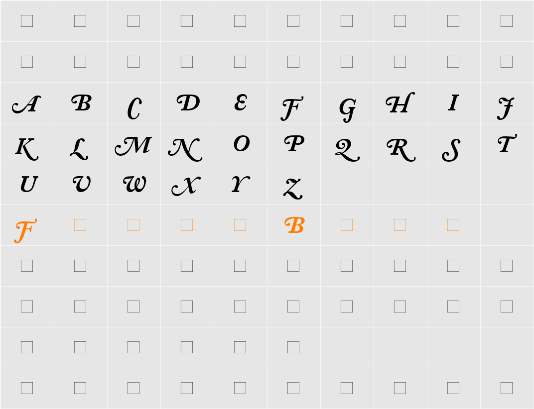 AdobeCaslonSwash Character Map