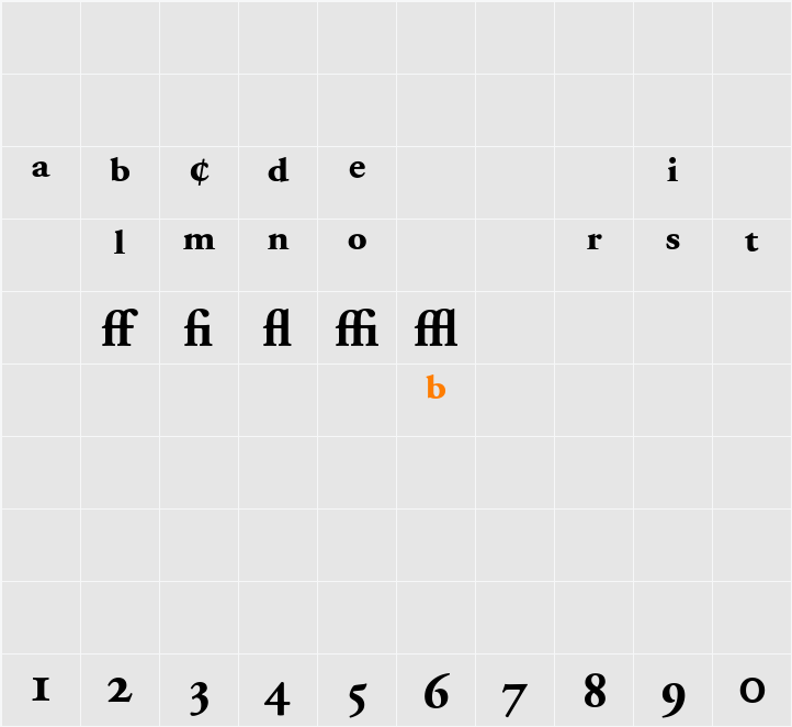 AGaramondExp Bold Character Map