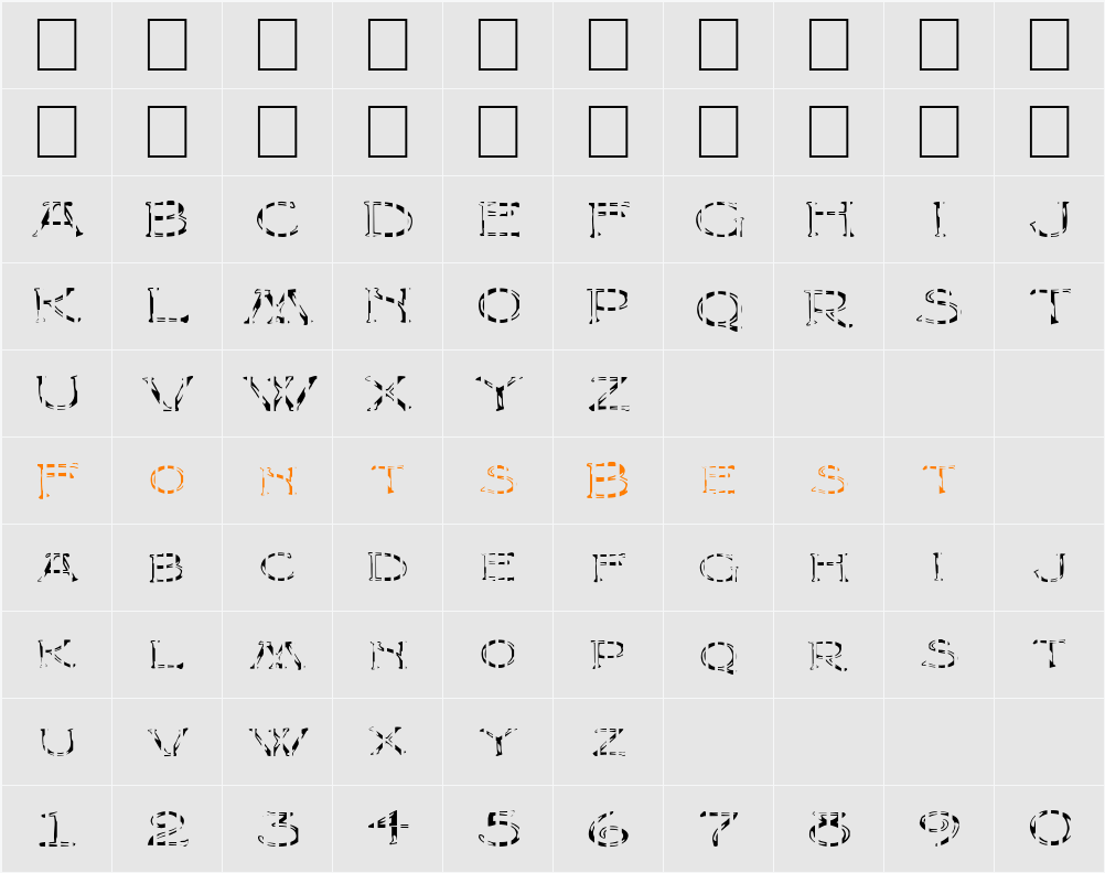 FZ UNIQUE 8 STRIPED EX Character Map
