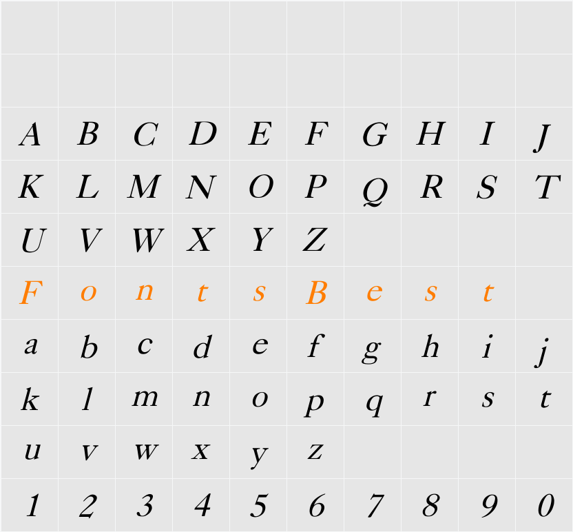 Caslon Character Map