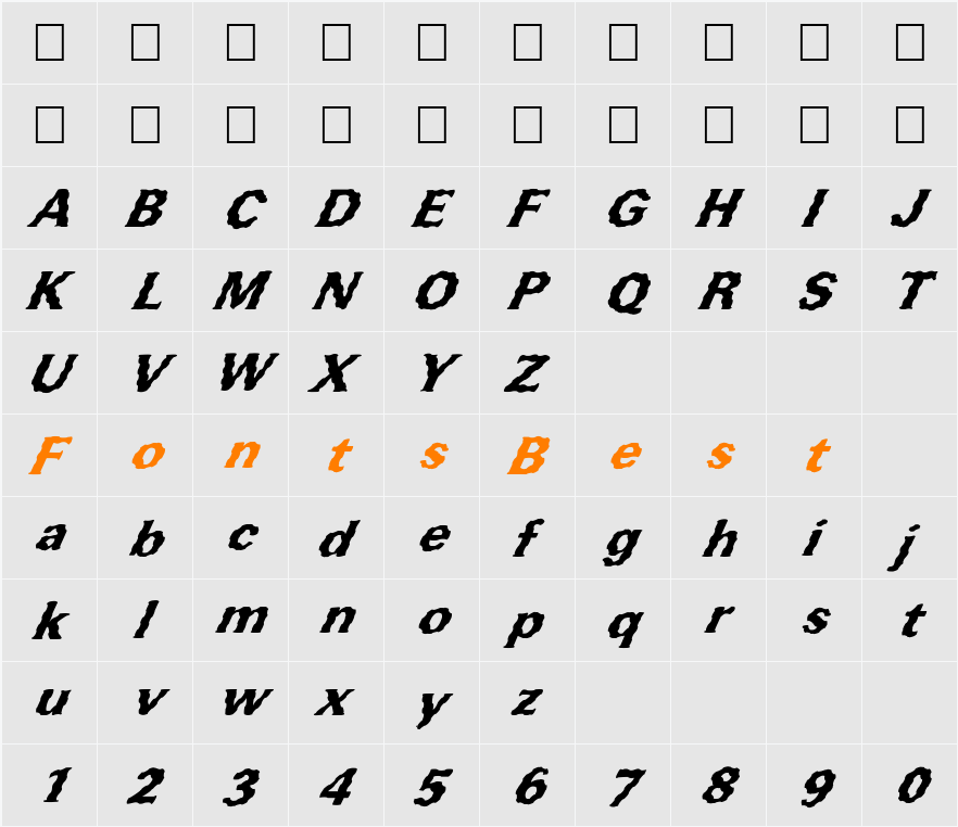 FZ ROMAN 37 WAVEY ITALIC Character Map