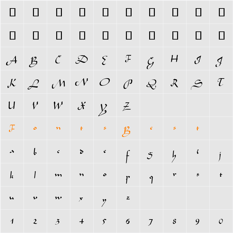 ArabianNormal Cyr Character Map