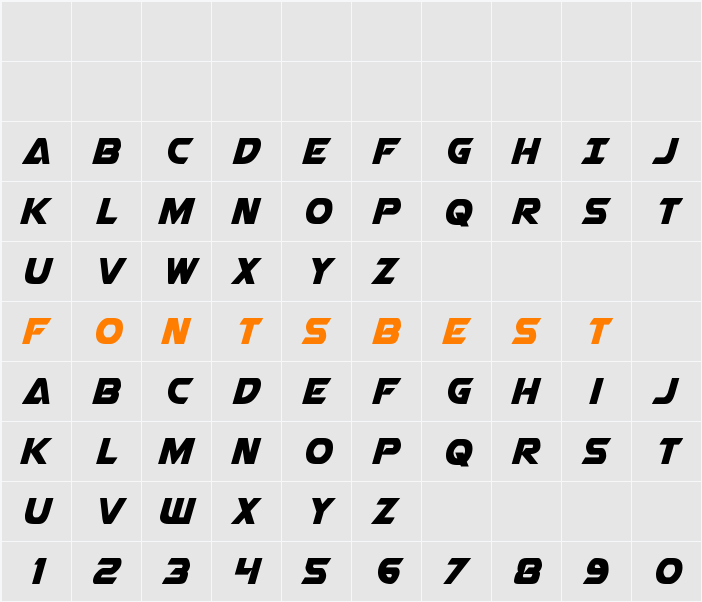 Airstrike Condensed Character Map