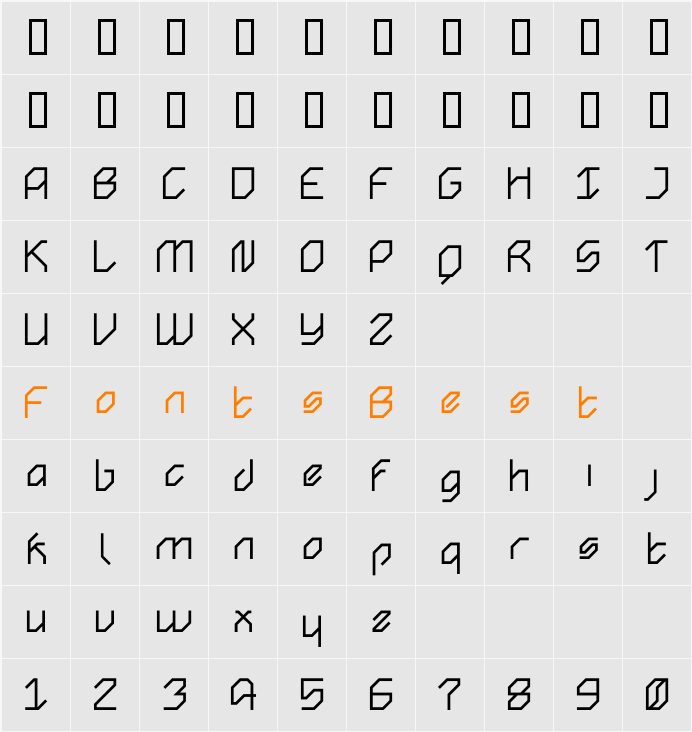 AngolSharp Bold Character Map