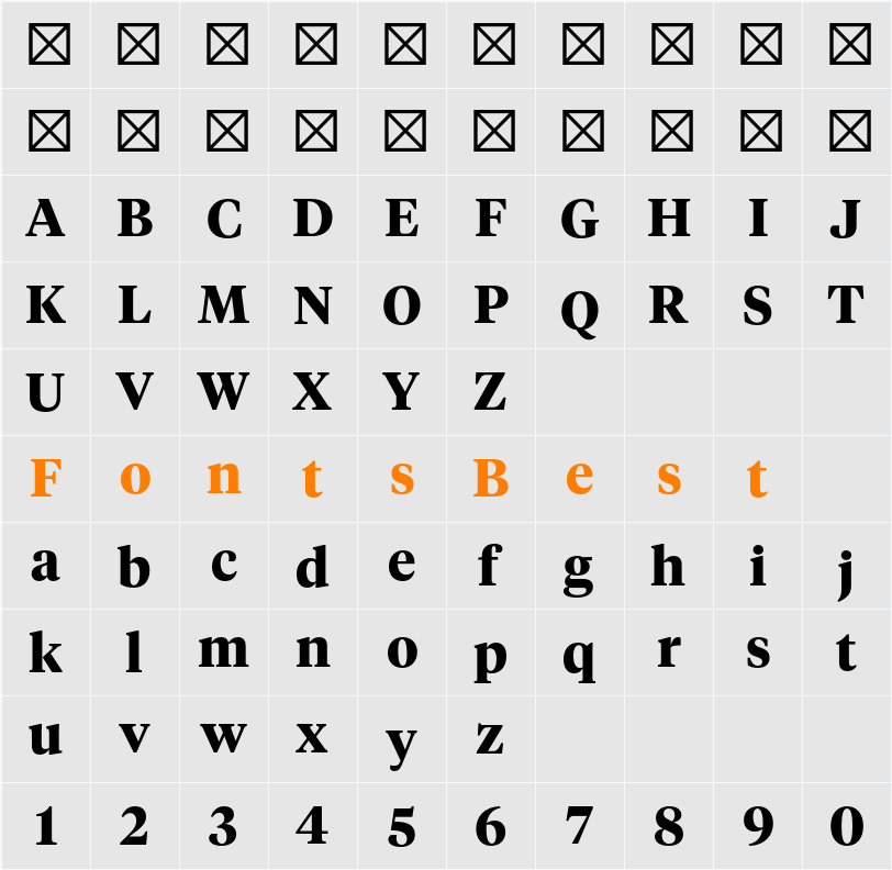 Tiempos Headline Bold Character Map