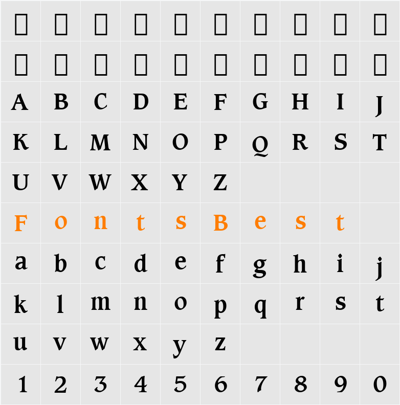 Caxton Bk BT Character Map