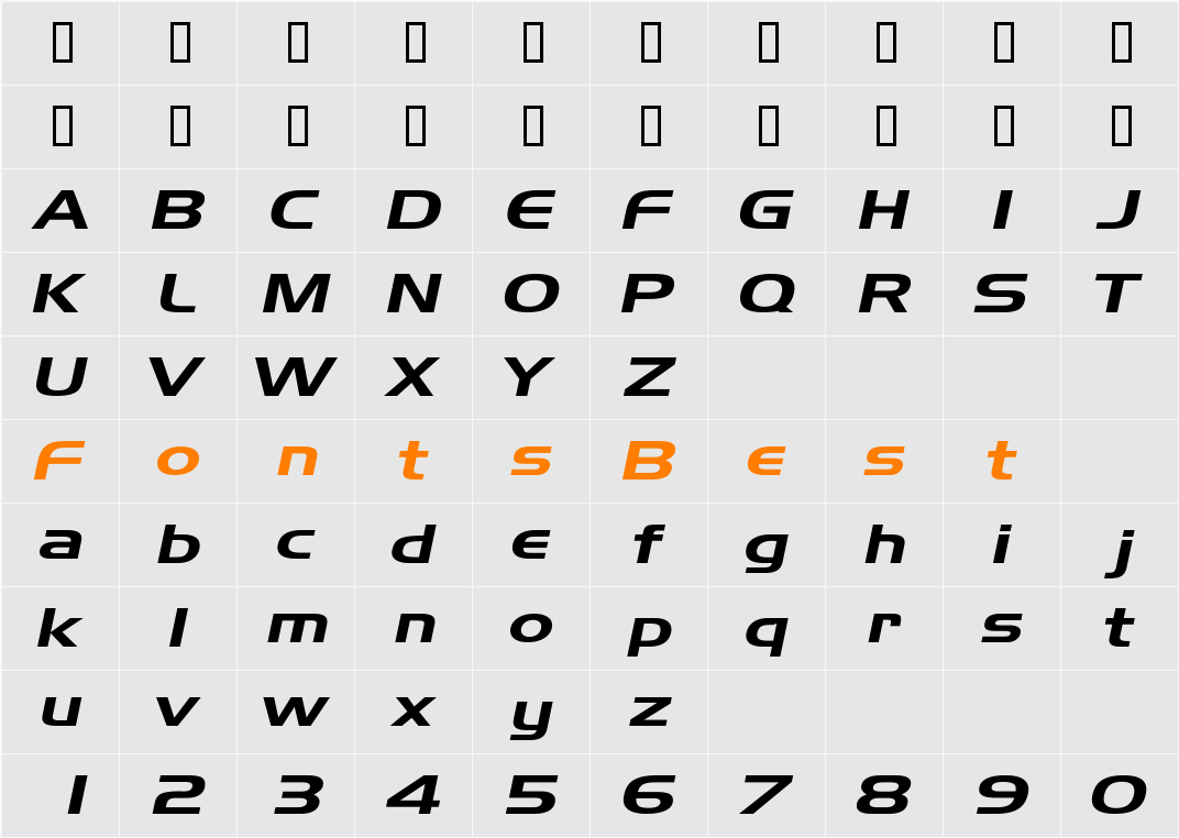 AeroExtended Character Map