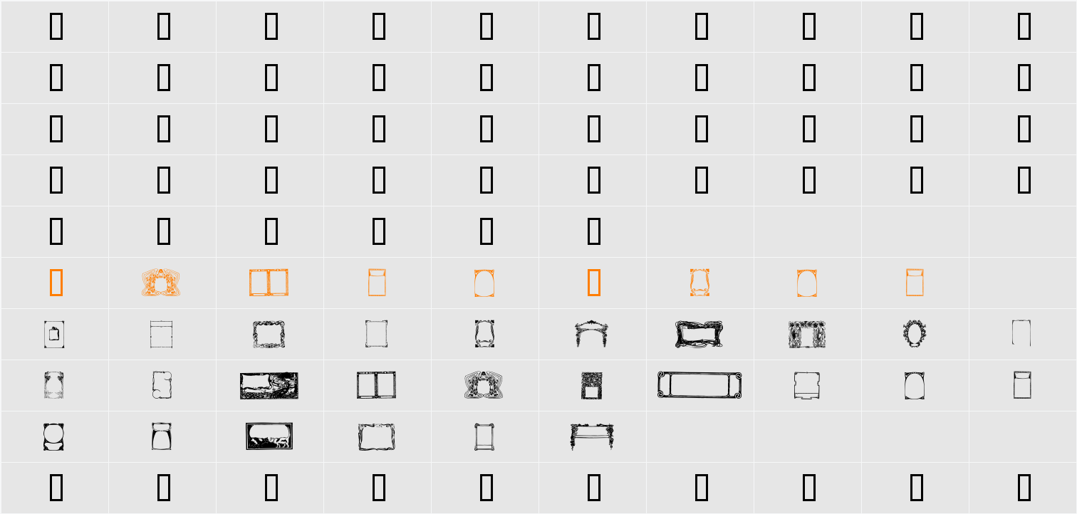 Art Nouveau Frames and Borders Character Map