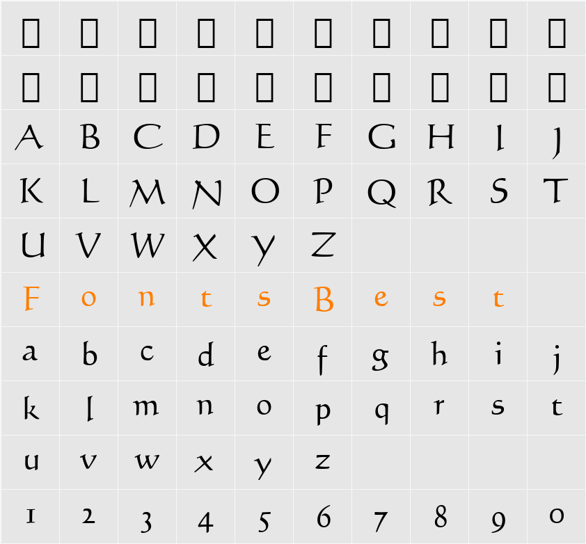 Calligraph421 BT Character Map