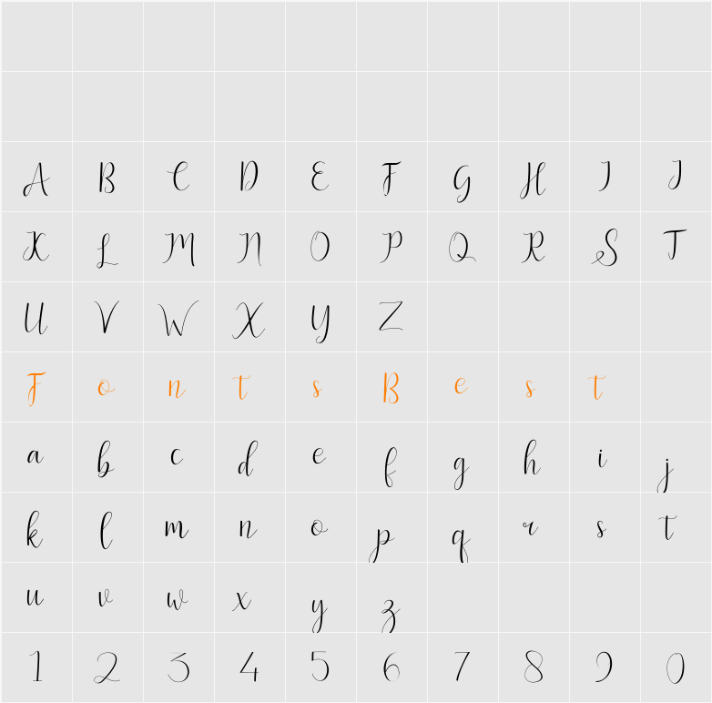 Bentley Script Character Map