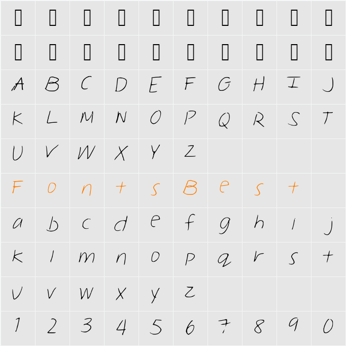 MelinaHand Character Map