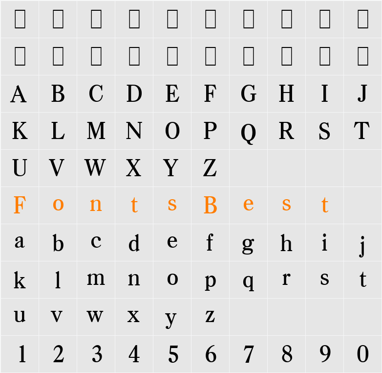 Casad-Serial-Medium Character Map