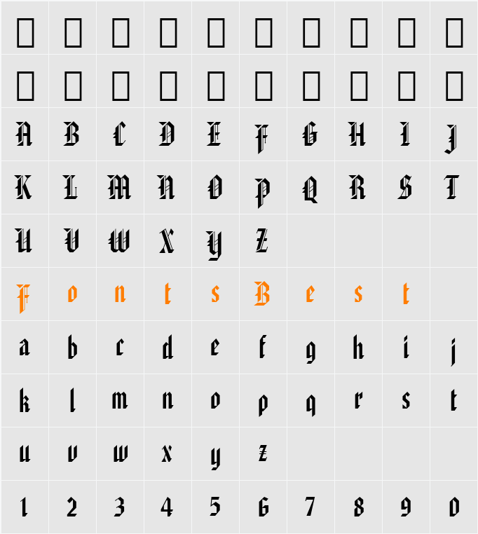 AmericanText BT Character Map