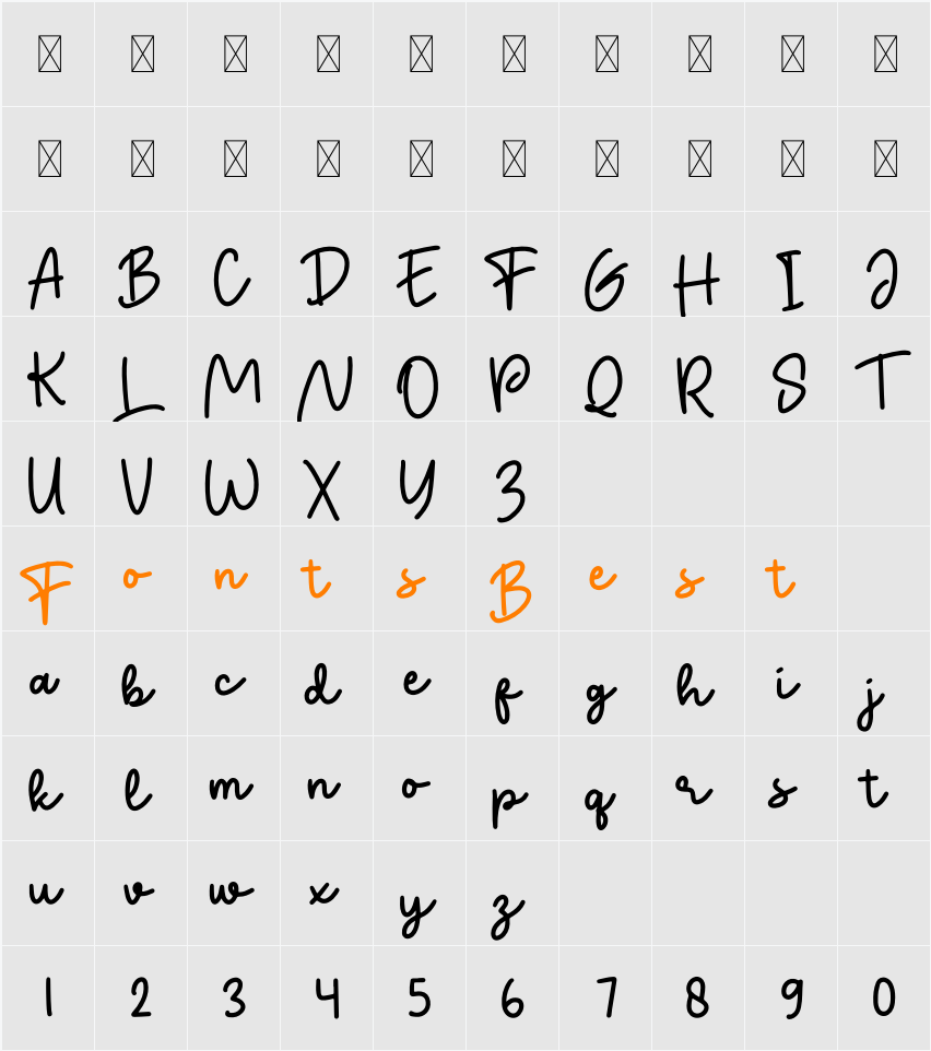 Beshan Character Map