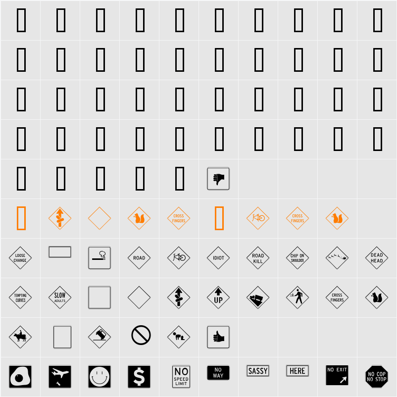 InterstatePi Character Map