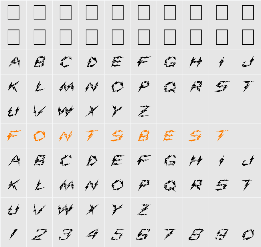 FZ UNIQUE 19 CRACKED EX Character Map