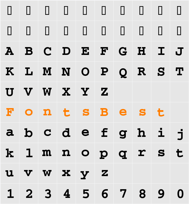 CourierPS Character Map