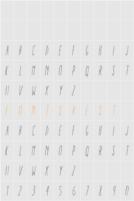 Aracne Ultra Condensed Character Map