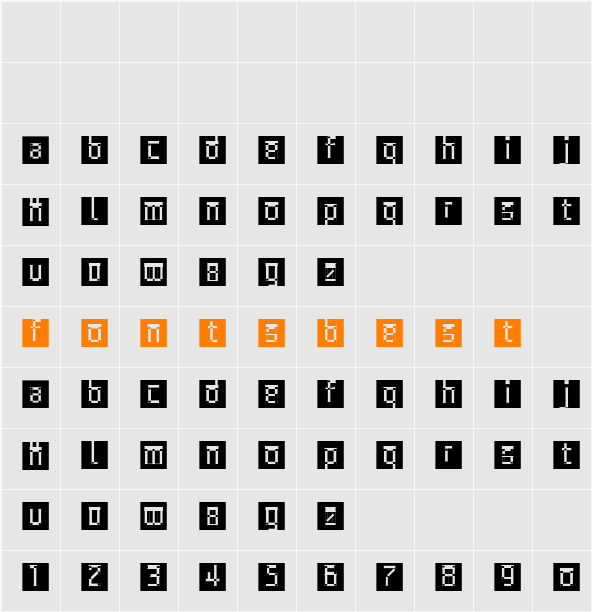 ArcheTypoBricksInvers Character Map