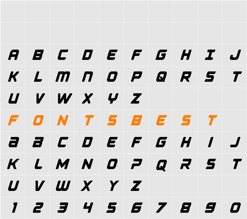 Falcon Punch Condensed Character Map