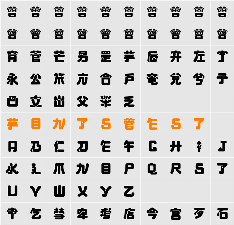 Maximage Jululu Character Map