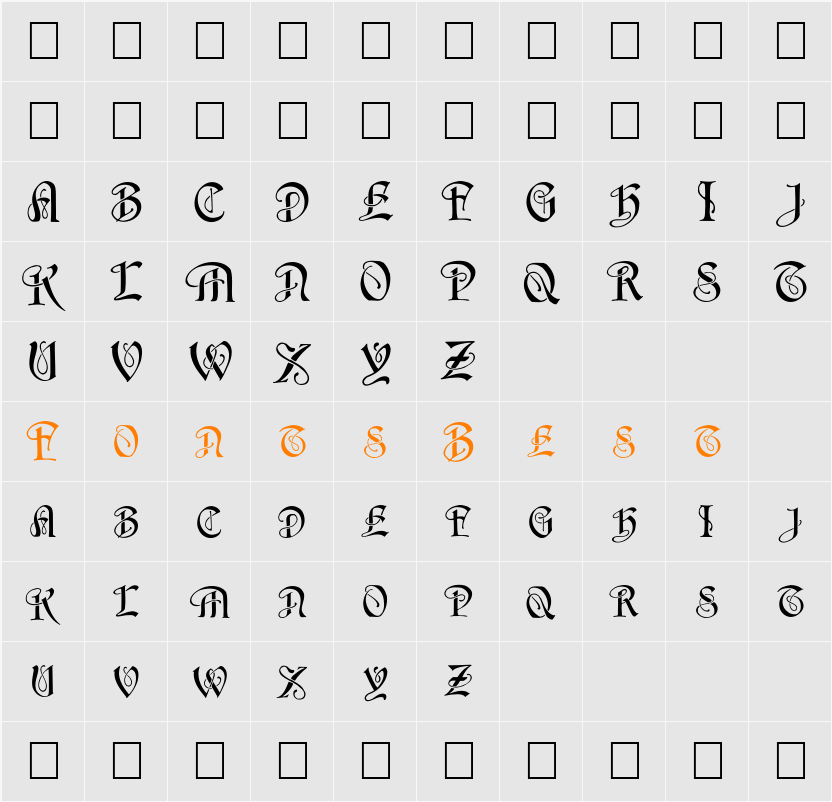 FZ SCRIPT 14 Character Map