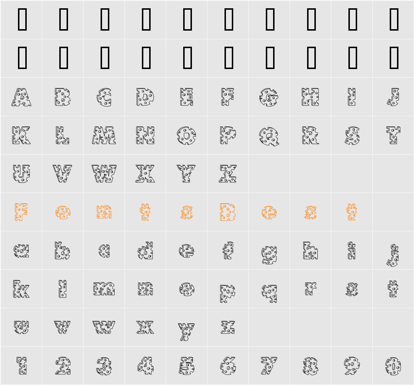 Accent Swiss Cheese Character Map