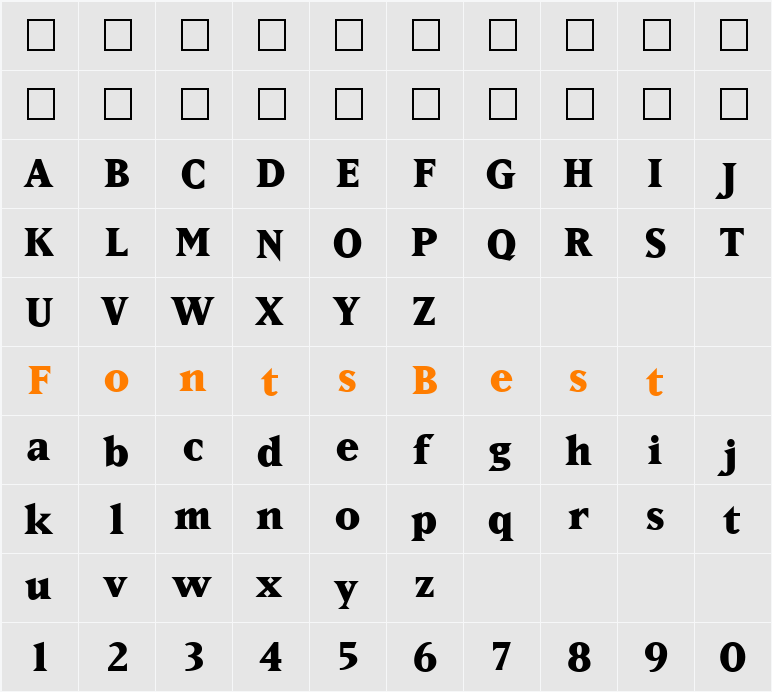 MatrixExtraBoldLining Character Map