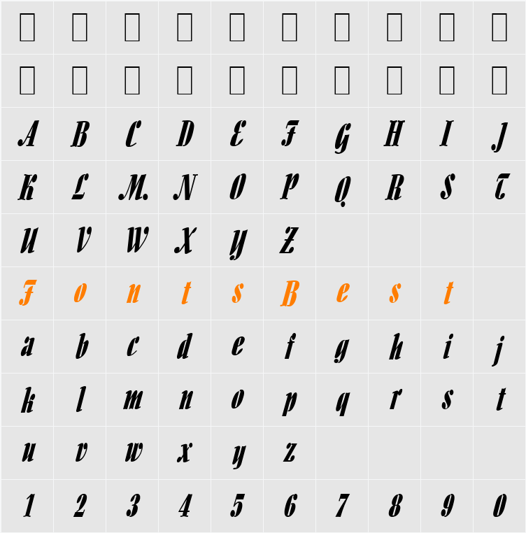 Aloe-Condensed Character Map