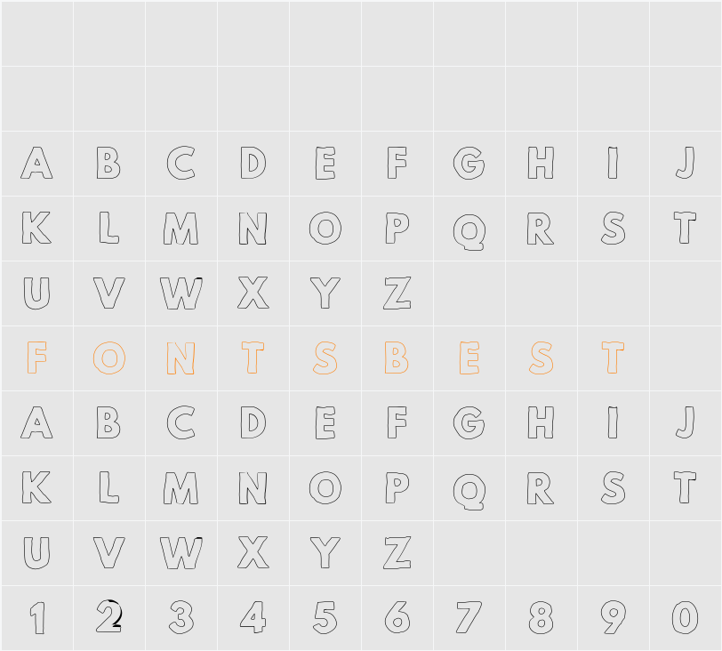 Mild Life Outline Personal Use Character Map