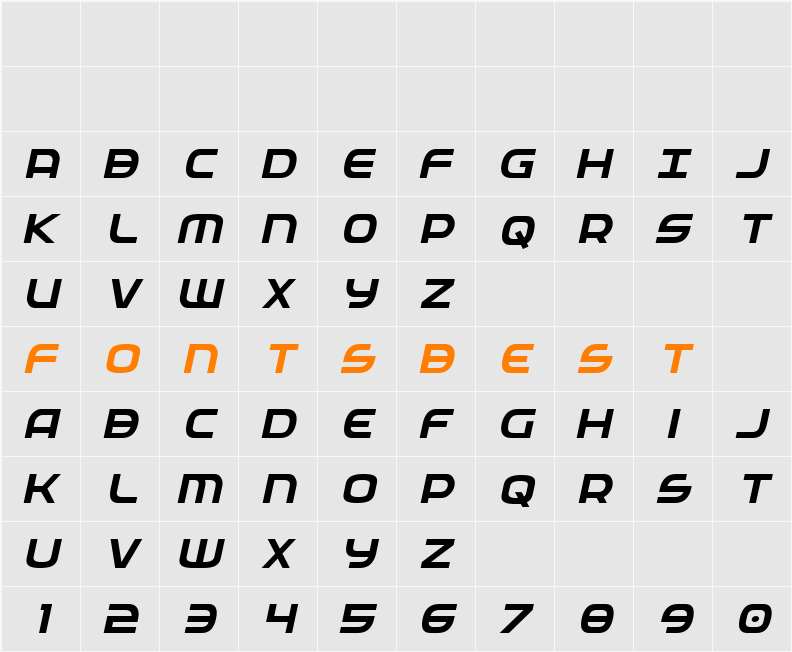 Federal Service Italic Character Map