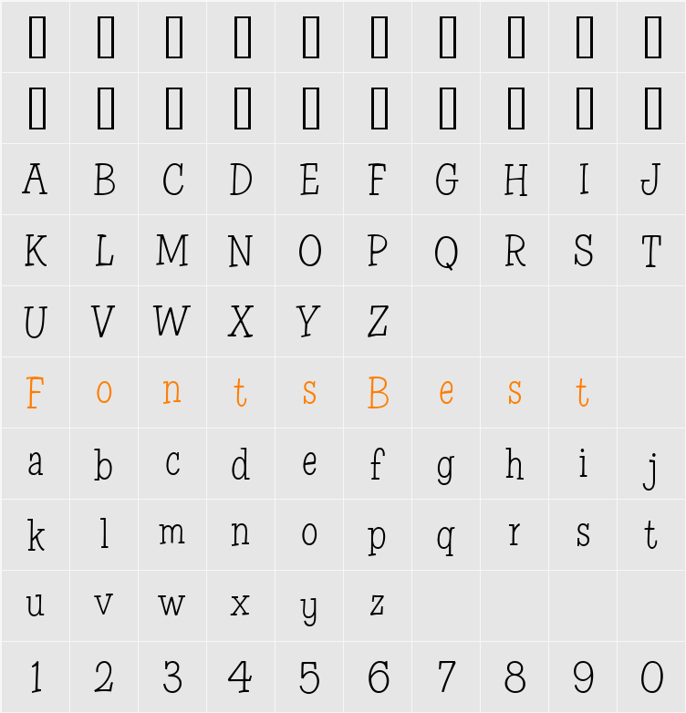 CAC One Seventy Character Map