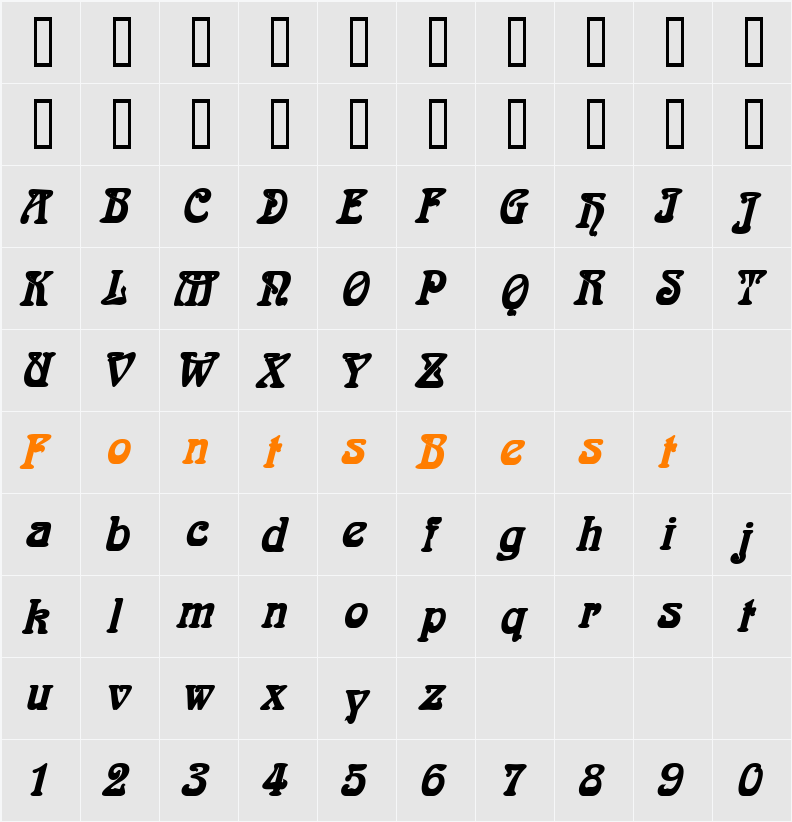 Aidan Thin Character Map