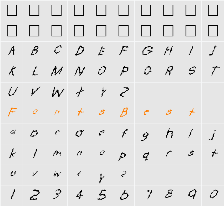 FZ WACKY 57 ITALIC Character Map