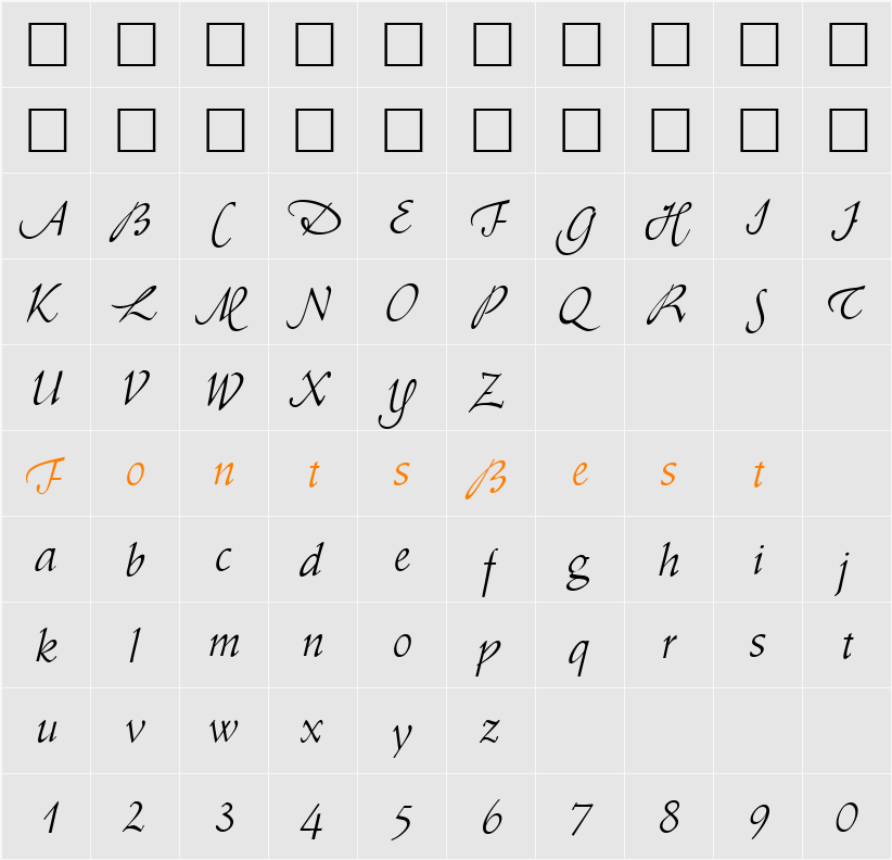 AmaryllisSwash DB Character Map