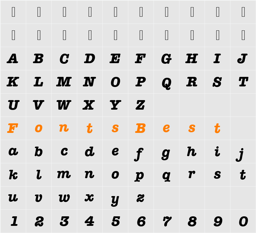 AmericanTypItcTEEBol Character Map