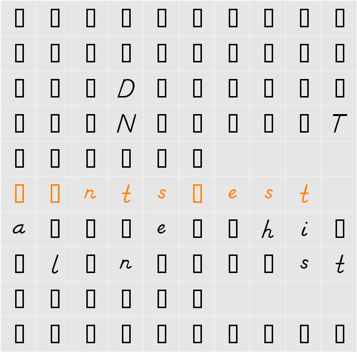 Italic Sample Character Map