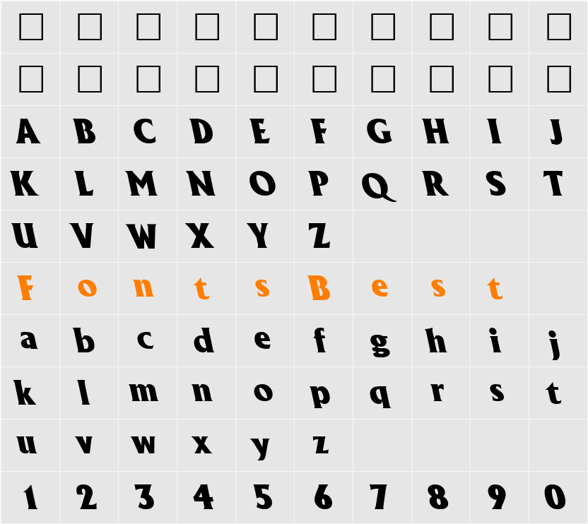 AlbertaBackslantHeavy Character Map