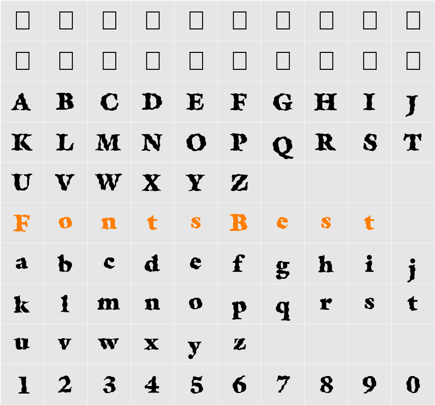 FZ ROMAN 26 WAVEY Character Map