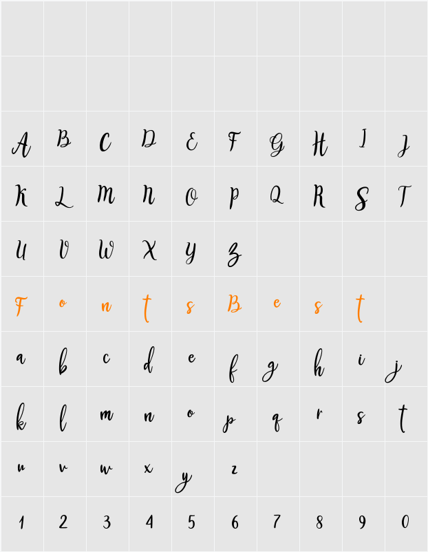 Selfia Script Character Map