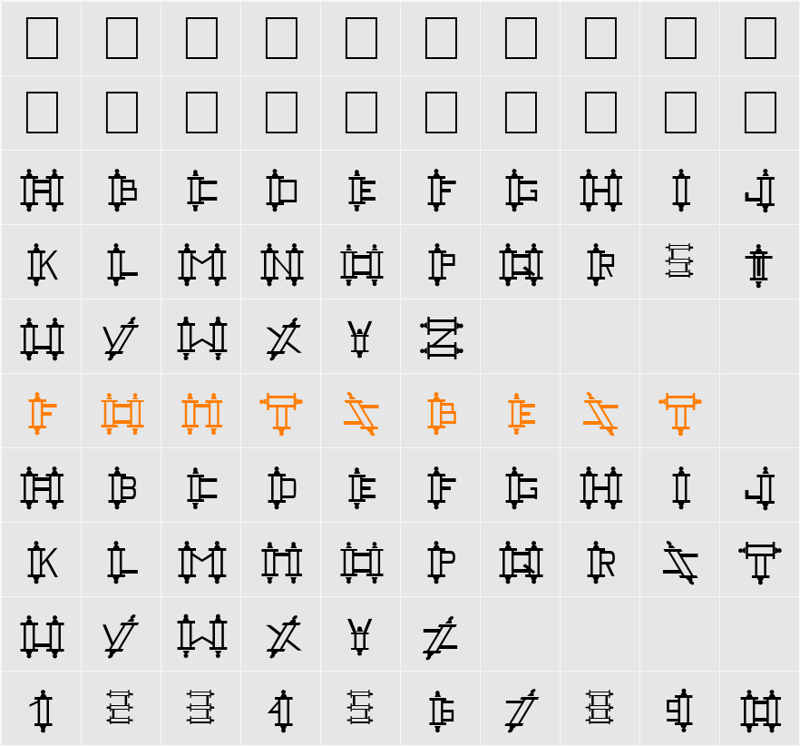 FZ UNIQUE 47 Character Map