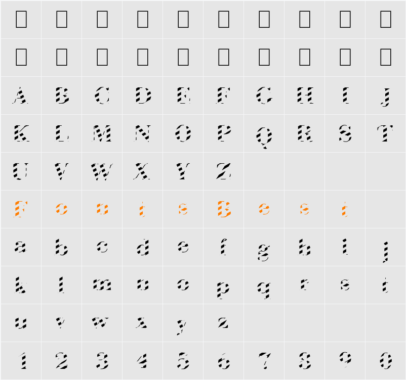 ABCTech Bodoni Striped Character Map