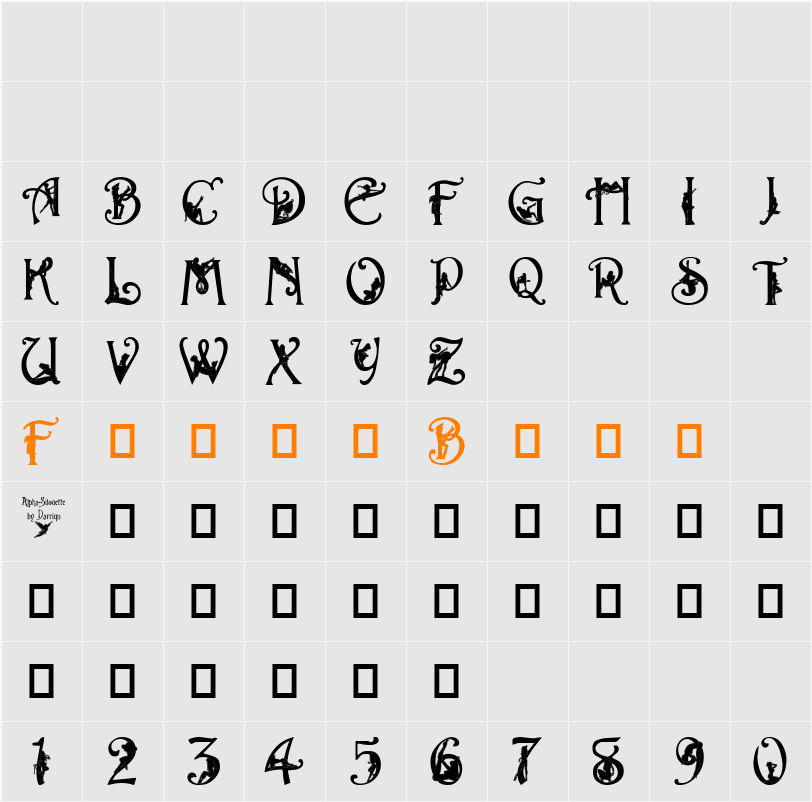 Alpha-Silouette Character Map