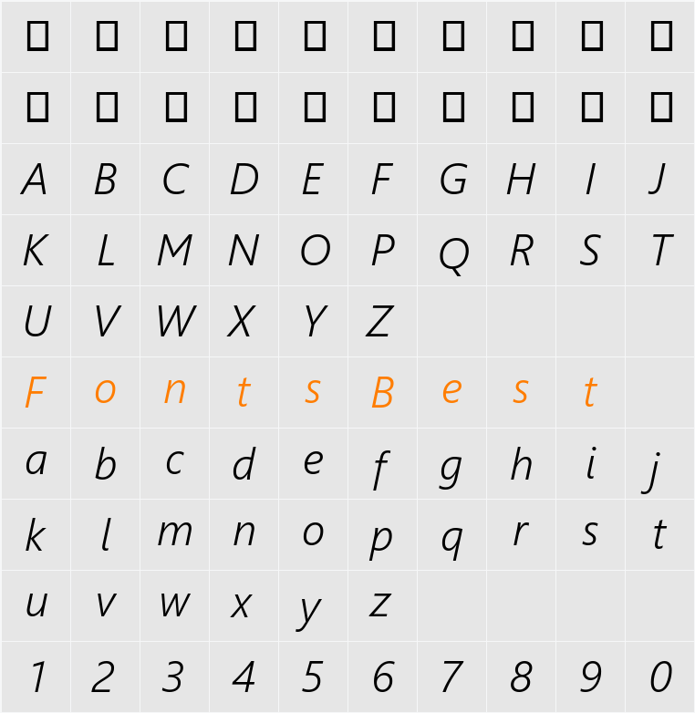 WeblySleek UI Semilight Character Map