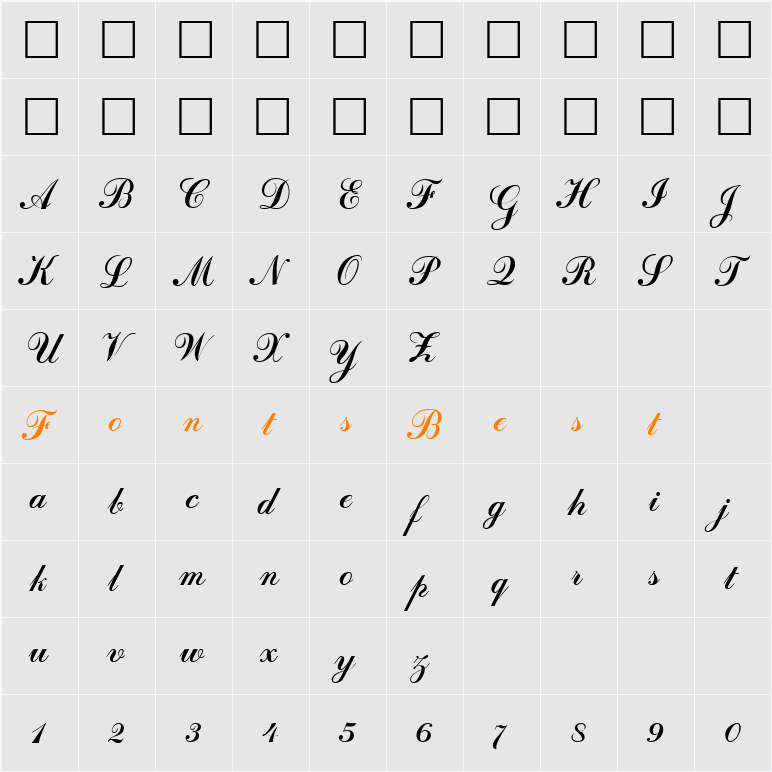 Calligraph Character Map